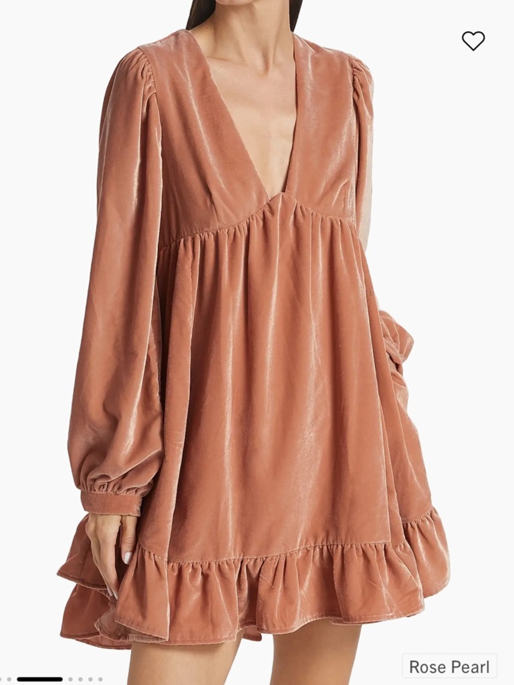 Free People Estella Velvet Flounce Mini Dress in Rose Petal